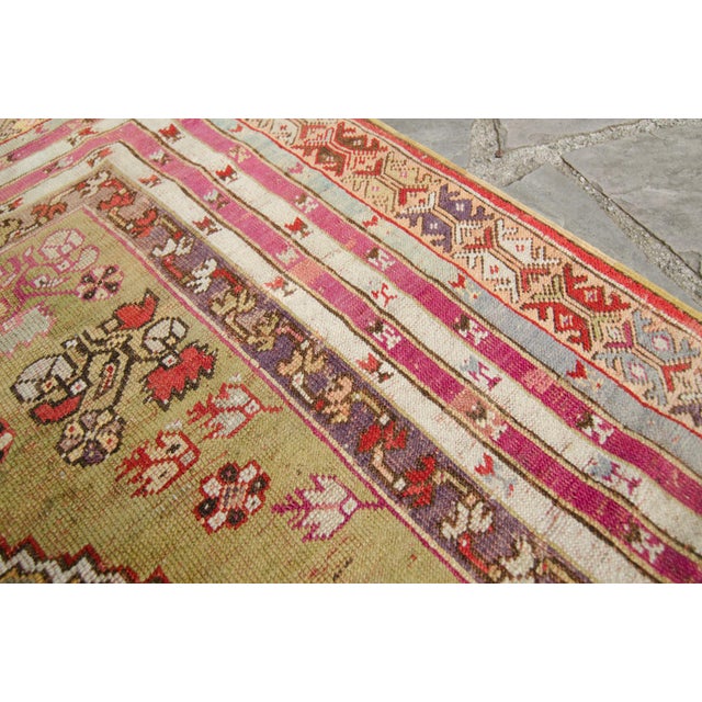 House of Séance - 1880s Antique Anatolian Wool Pile Temple Prayer Small Accent Hand-Knotted Rug - 3′11″ × 5′7″ For Sale In Los Angeles - Image 6 of 10