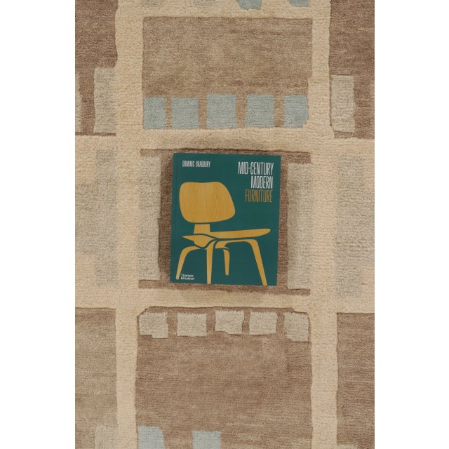 Contemporary Scandinavian Style Geometric Taupe Wool Rug by Rug & Kilim, India For Sale - Image 9 of 10