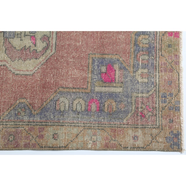 Tribal Vintage Turkish Oushak Rug – Soft Earth Tones With Tribal Medallion Design - 4' 3'' X 7' 5'' For Sale - Image 3 of 11