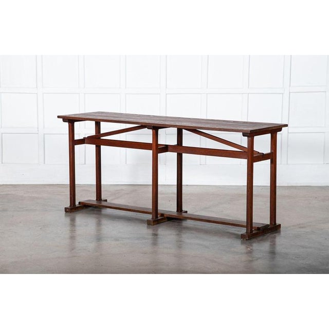 19th Century French Convent Pine Hall Console Table For Sale - Image 3 of 16