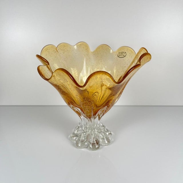 Amber-Colored Murano-Style Glass Bowl, 1970s For Sale - Image 14 of 14