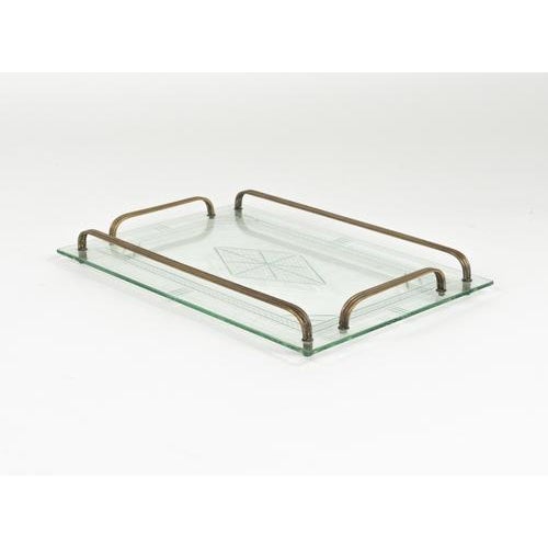 Vintage Italian Serving Tray in Glass and Brass, 1950s For Sale - Image 8 of 13