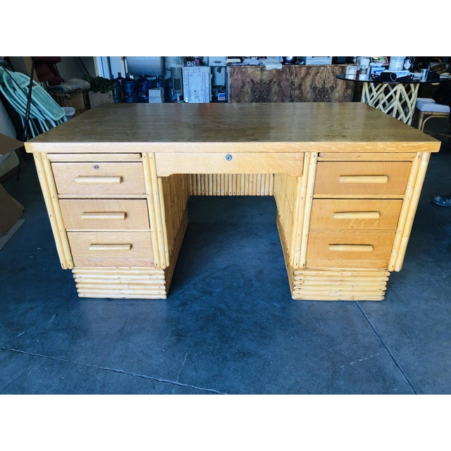 1940s Boho Chic Rattan Executive Desk Chairish