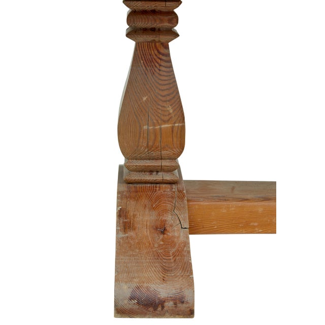 Late 19th Century 19th Century Carved Pine Refectory Dining Table, 1890 For Sale - Image 5 of 12
