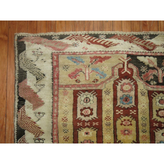 Rustic Early 20th Century Zabihi Collection Whimsical Turkish Rug - 4'3" x 5'6" For Sale - Image 3 of 6