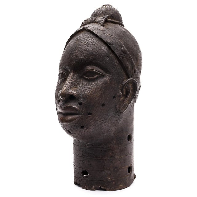 Benin Artist, Sculpture of Head, Early 1900s, Bronze For Sale - Image 4 of 12