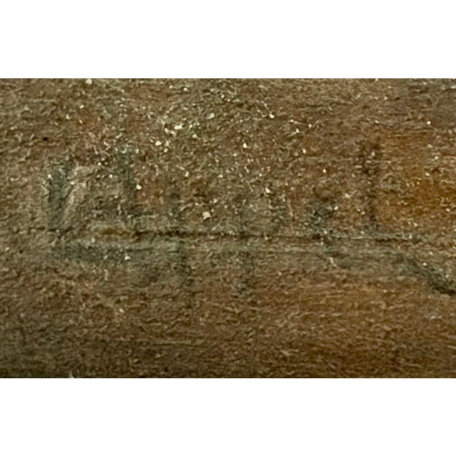 1900s Oil Painting on Wood Buffalo & Calf by Karl Appel 1866-1937 Pietro Del Vecchio With Wax Stamp For Sale - Image 4 of 8