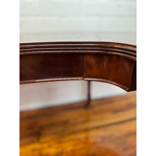 Weiman Vintage Weiman-Style Mahogany and Tooled Leather Demilume Coffee Table W/ Extendable Leaves For Sale - Image 4 of 8