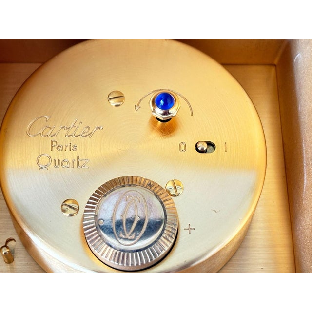 Cartier Paris Accordion Clock With Date and White Roman Numeral Dial Circa 1980 For Sale - Image 9 of 12