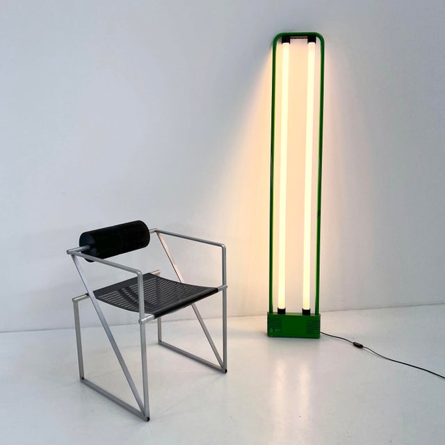 Metal Green Double Neon Lamp by Gian N. Gigante for Zerbetto, 1980s For Sale - Image 7 of 14