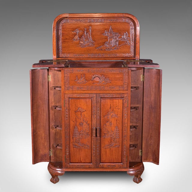 1960s Vintage Cocktail Cabinet, Hong Kong, Counterweighted Dry Bar, Mid Century, 1960 For Sale - Image 5 of 12