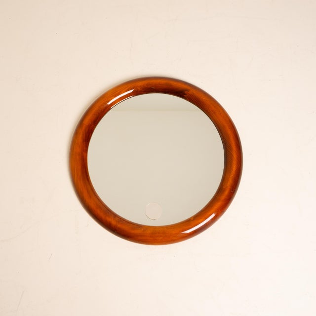 Mid-Century Italian Round Mirror, 1970s For Sale - Image 4 of 4