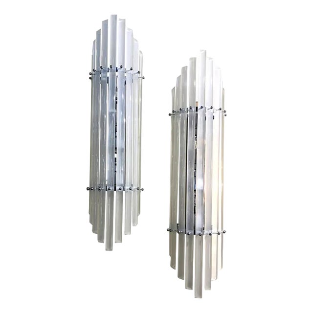 Sanded Murano Glass Bars Wall Sconces by Simoeng, Set of 2 For Sale