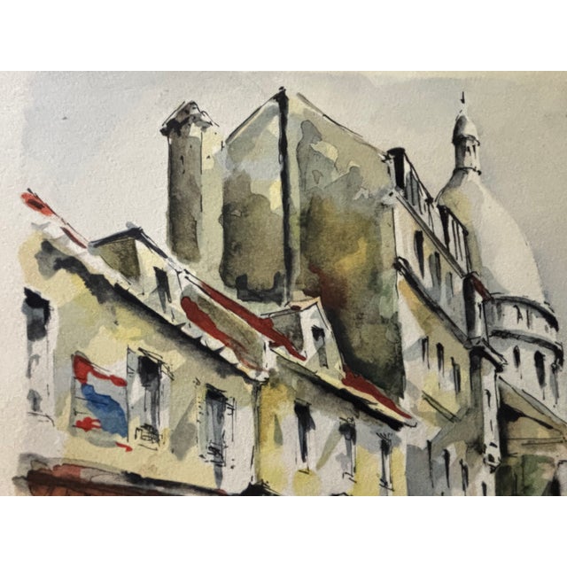 Mid-20th Century Parisian View of Paris Watercolor Print by Artist G. Lelong For Sale - Image 10 of 15