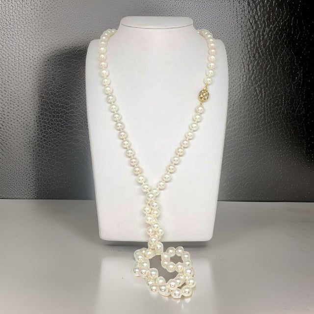 Diamond Akoya Pearl Necklace 14k Gold Certified For Sale - Image 4 of 14