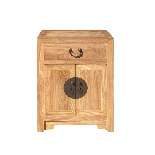2020s Oriental Natural Tan Light Brown End Table Nightstand Cabinet For Sale - Image 5 of 6