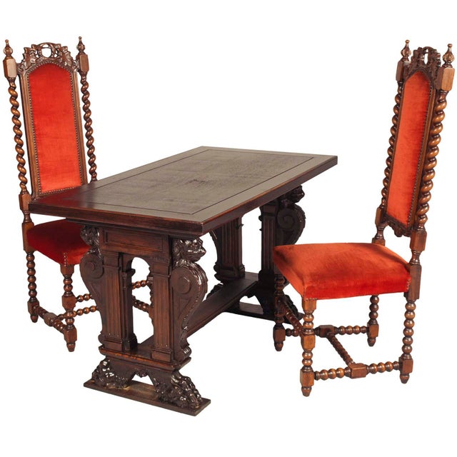 19th Century Italian Hand Carved Walnut Hall Chairs attributed to Cadorin, Set of 2 For Sale - Image 4 of 9