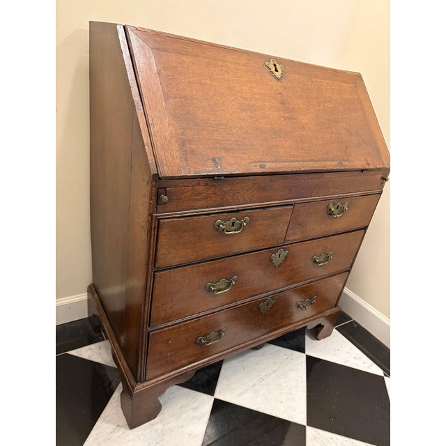 Wood Antique English Georgian Style Slant Top Secretary Desk For Sale - Image 7 of 15