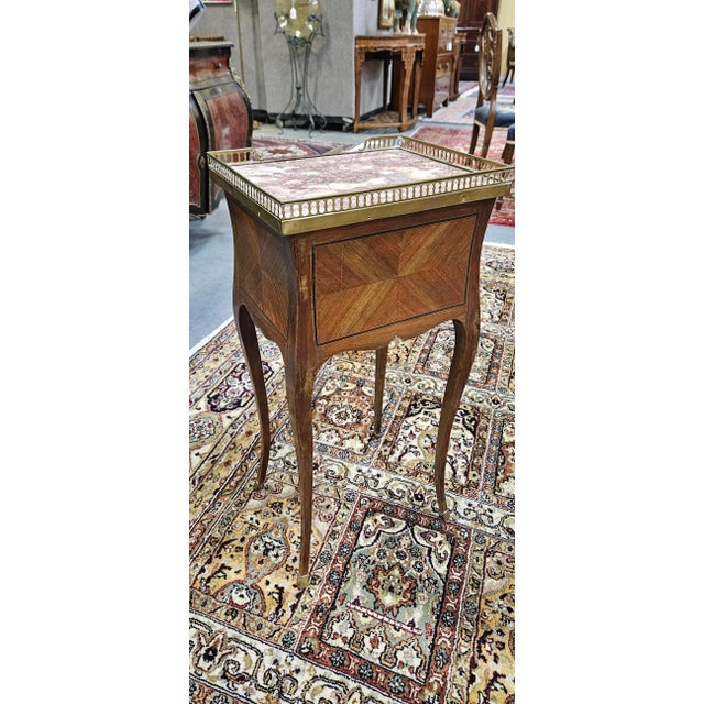 Louis XV Style Side Table Rouge Modeled Marble Top, 19th Century For Sale - Image 4 of 5