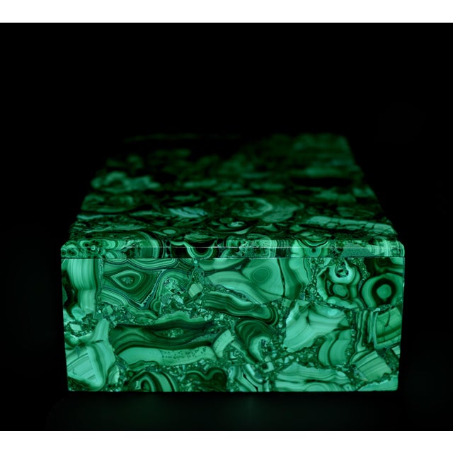 Modern Late 20th Century Jumbo Malachite Box 8" For Sale - Image 3 of 9