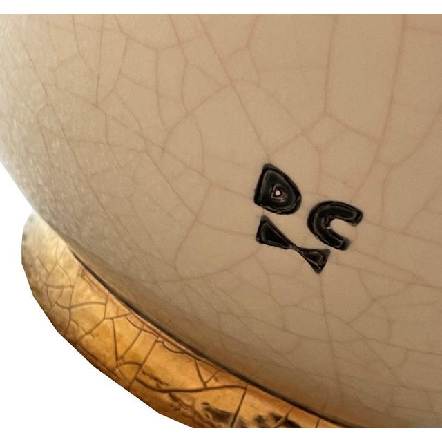 Spherical Vase with Gold Leaf and Platinum Plating in 18 Carats, France For Sale - Image 10 of 11