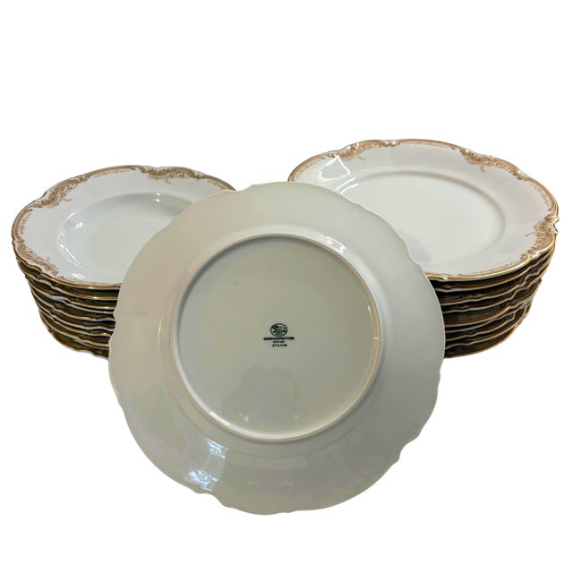 An elegant Bavarian porcelain dinner service by Hutschenreuther in the refined “Sylvia” pattern, featuring softly...
