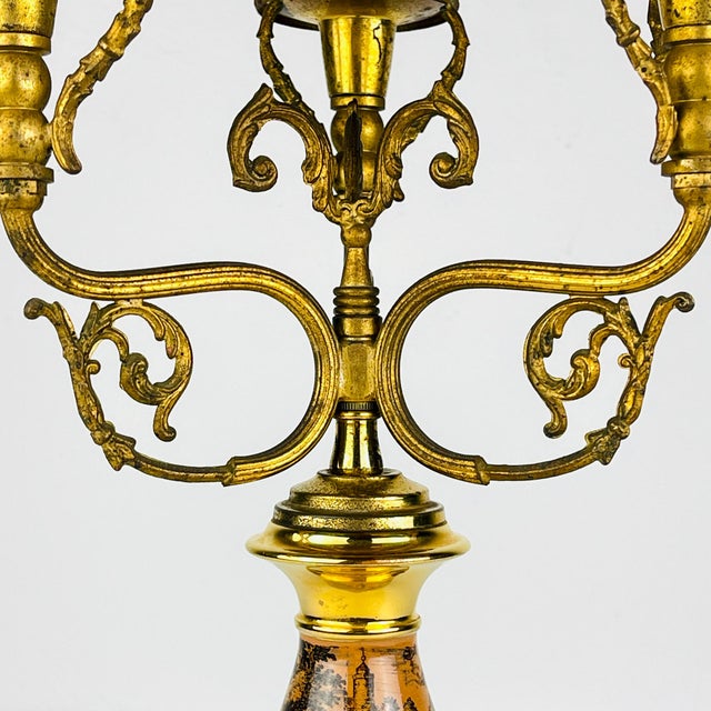 3 Arm Table Lamp Hunting by C. Florentine, Italy, 1950s For Sale - Image 4 of 18