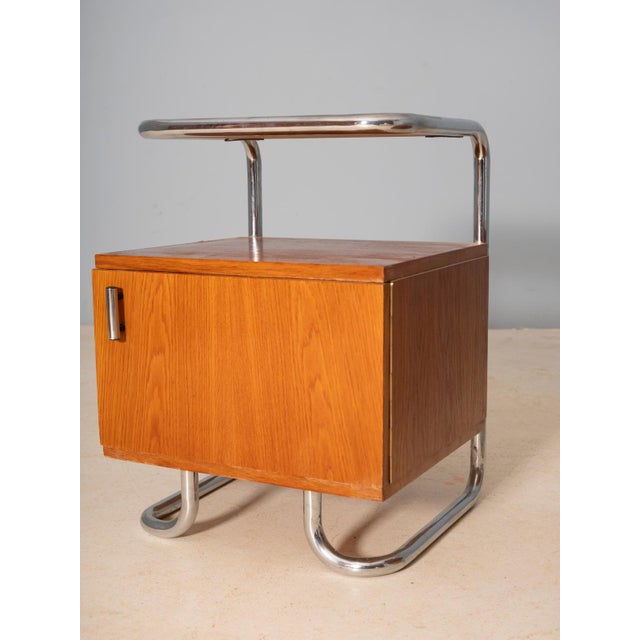 Brown Chromed Nightstands from Vichr & Spol, Czechoslovakia, 1950s, Set of 2 For Sale - Image 8 of 9