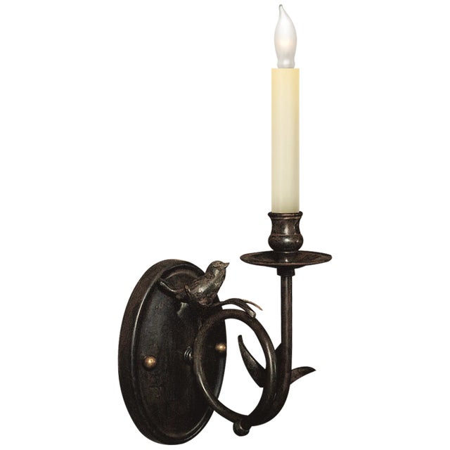 Chapman & Myers for Visual Comfort Signature Perching Bird Sconce in Rust with Verdis Accents For Sale