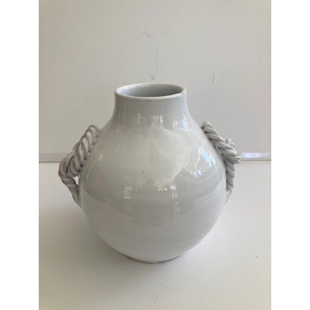 Very interesting White Glazed ceramic Vase with Braided Handles. Add some Artistic Style to your Design Project with this...