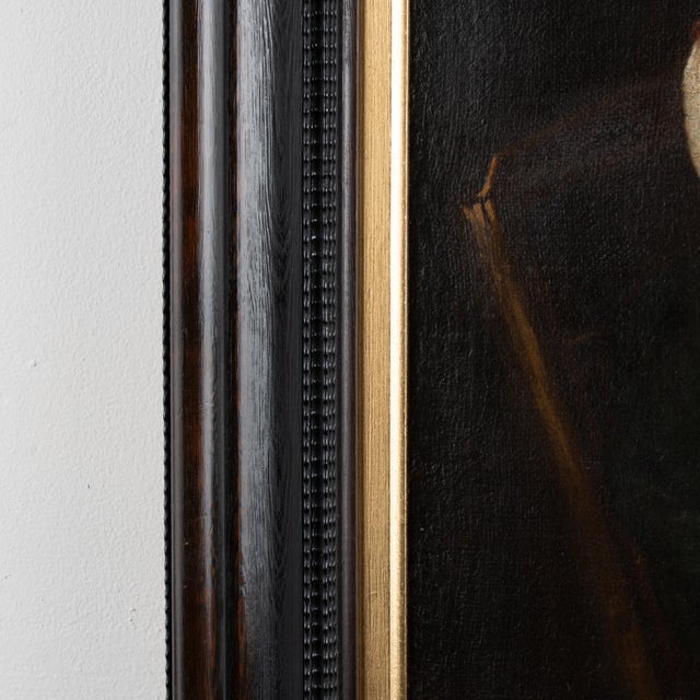 Early 19th Century Oil on Canvas Painting of Young Woman With Bird For Sale - Image 9 of 15