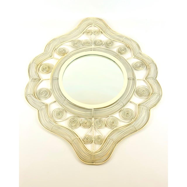Vintage Andalusian Style Curly Metal Eliptical Wall Mirror, 1960s, in Very Good conditions. Designed 1960 to 1969