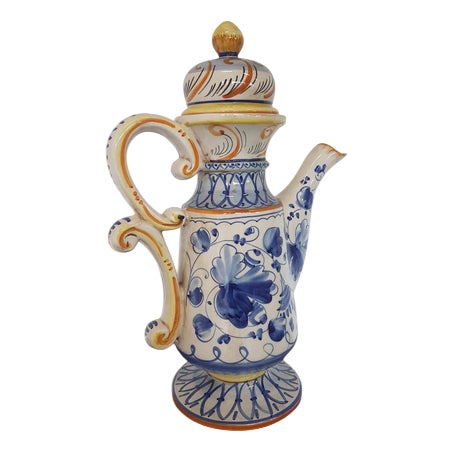 Italy Ceramic Majolica Teapot from Deruda For Sale