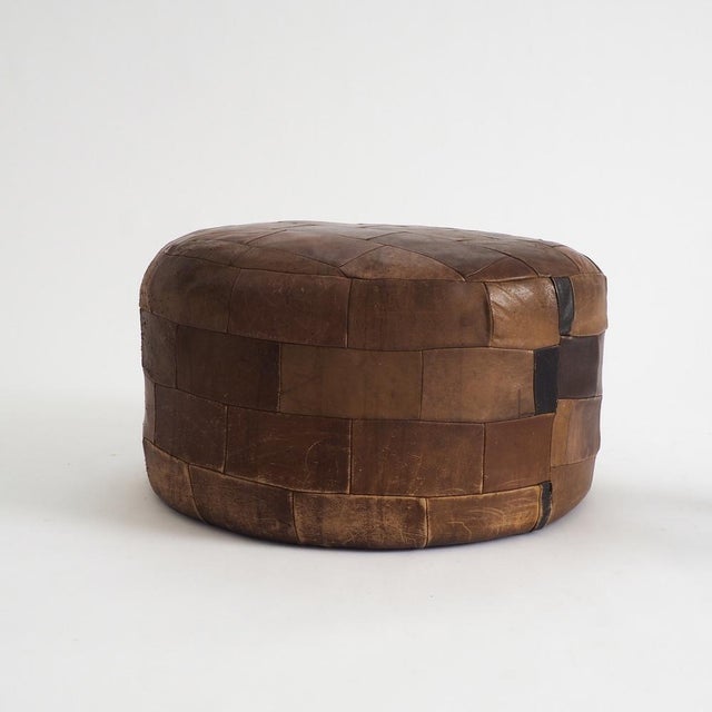 Vintage Leather Patchwork Ottoman, 1960s For Sale - Image 12 of 15