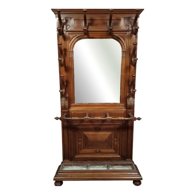 Antique Walnut Hallway Cabinet, 1800s For Sale