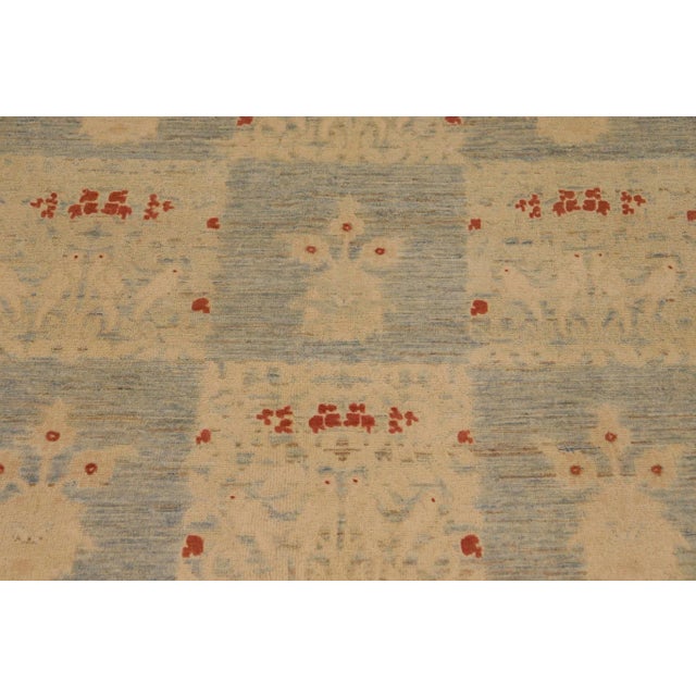 Oriental Ziegler Blue Beige Hand-Knotted Wool Rug - 9'2'' X 11'8'' For Sale In New York - Image 6 of 8