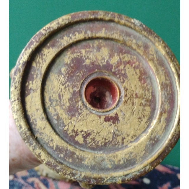 Baroque Early 20th Century Large Gilded Angel Motif Candlestick Holder For Sale - Image 3 of 8