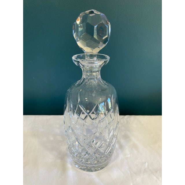 Art Deco Vintage Cut Crystal Decanter With Faceted Stopper For Sale - Image 3 of 8