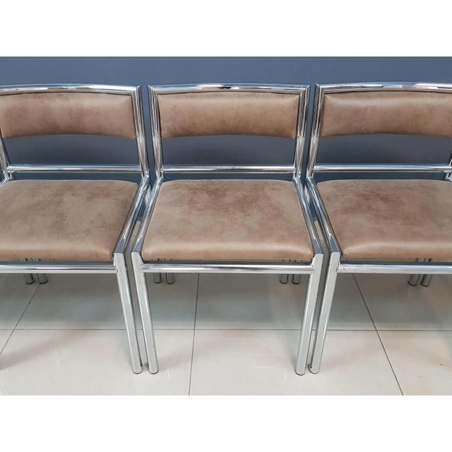 Metal Set of Six Chrome Dining Chairs, 1970s For Sale - Image 7 of 13