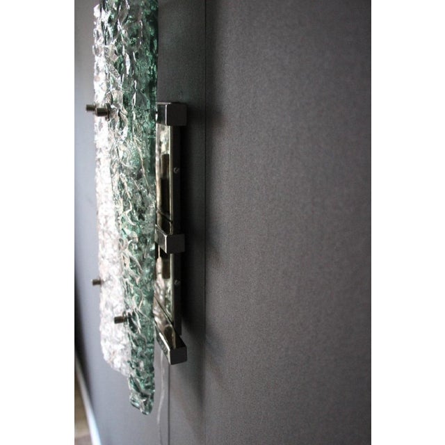 Emerald Green Murano Glass and Crystal Sconces on Silver Frame, 1980s, Set of 2 For Sale - Image 16 of 17