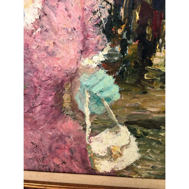 Rose Impasto Impressionist Oil on Canvas of Woman With Rose Attributed to Dietz Edzard For Sale - Image 8 of 12