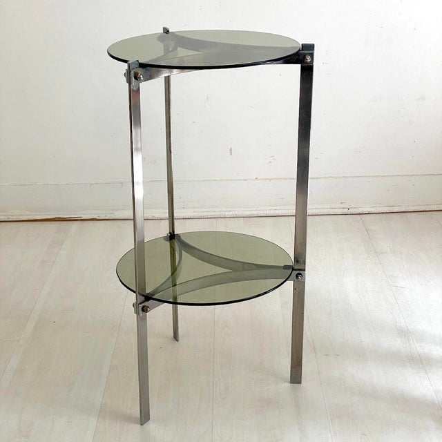 Vintage Chrome and Glass Side Table, 1970s For Sale - Image 3 of 14
