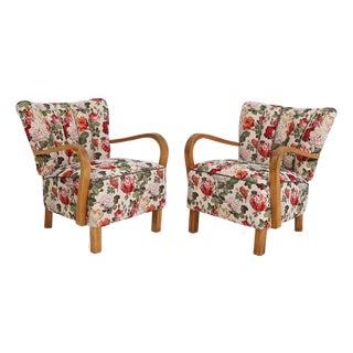 Pair of Halabala Style Lounge Chairs, 1950s For Sale