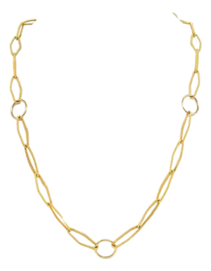 Mid 20th Century Open Link 18k Yellow Gold Long Chain Necklace