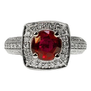 Late 20th Century AGL Certified No Heat Ruby Ring, Size 6.5 For Sale