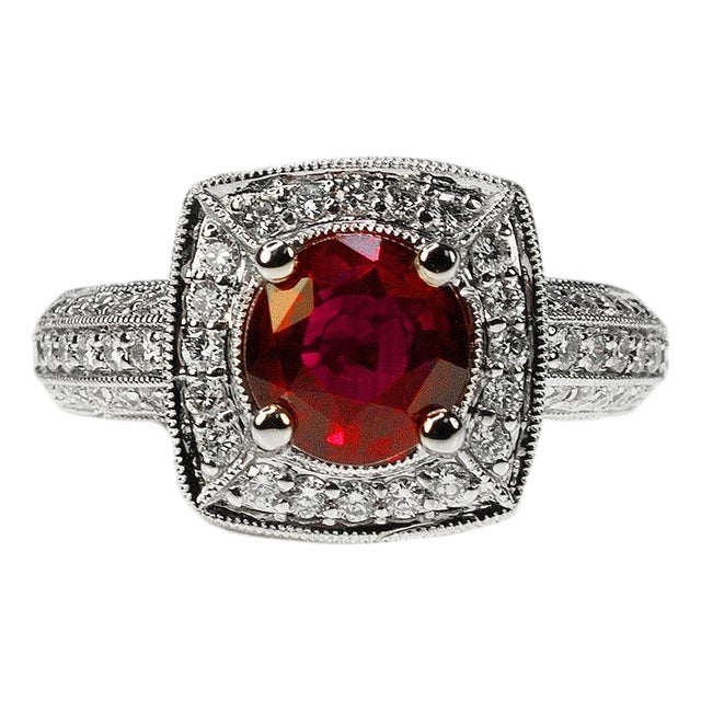 Late 20th Century AGL Certified No Heat Ruby Ring, Size 6.5 For Sale