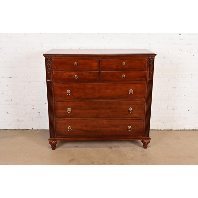 A gorgeous British Colonial or Neoclassical style seven-drawer dresser or chest of drawers By Ethan Allen USA, Circa Late...