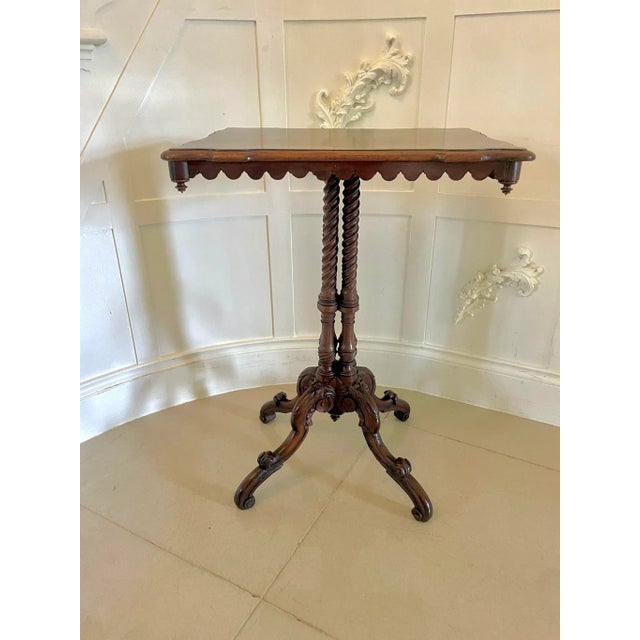 Antique Victorian Figured Walnut Lamp Table, 1860s For Sale - Image 3 of 12