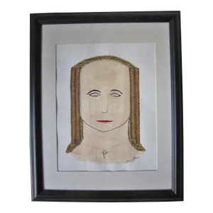 Modernist Portrait Watercolor, Signed