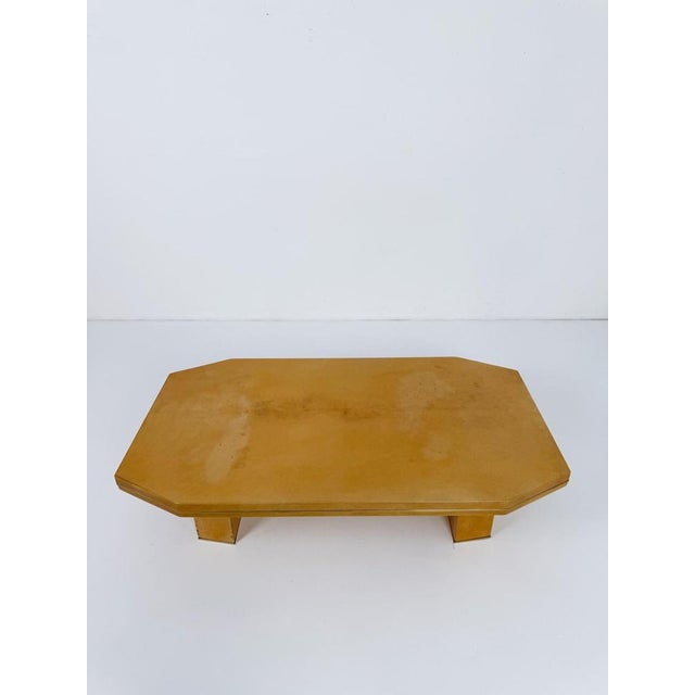 Mid-Century Italian Goatskin and Brass Coffee Table, 1970s For Sale - Image 15 of 18